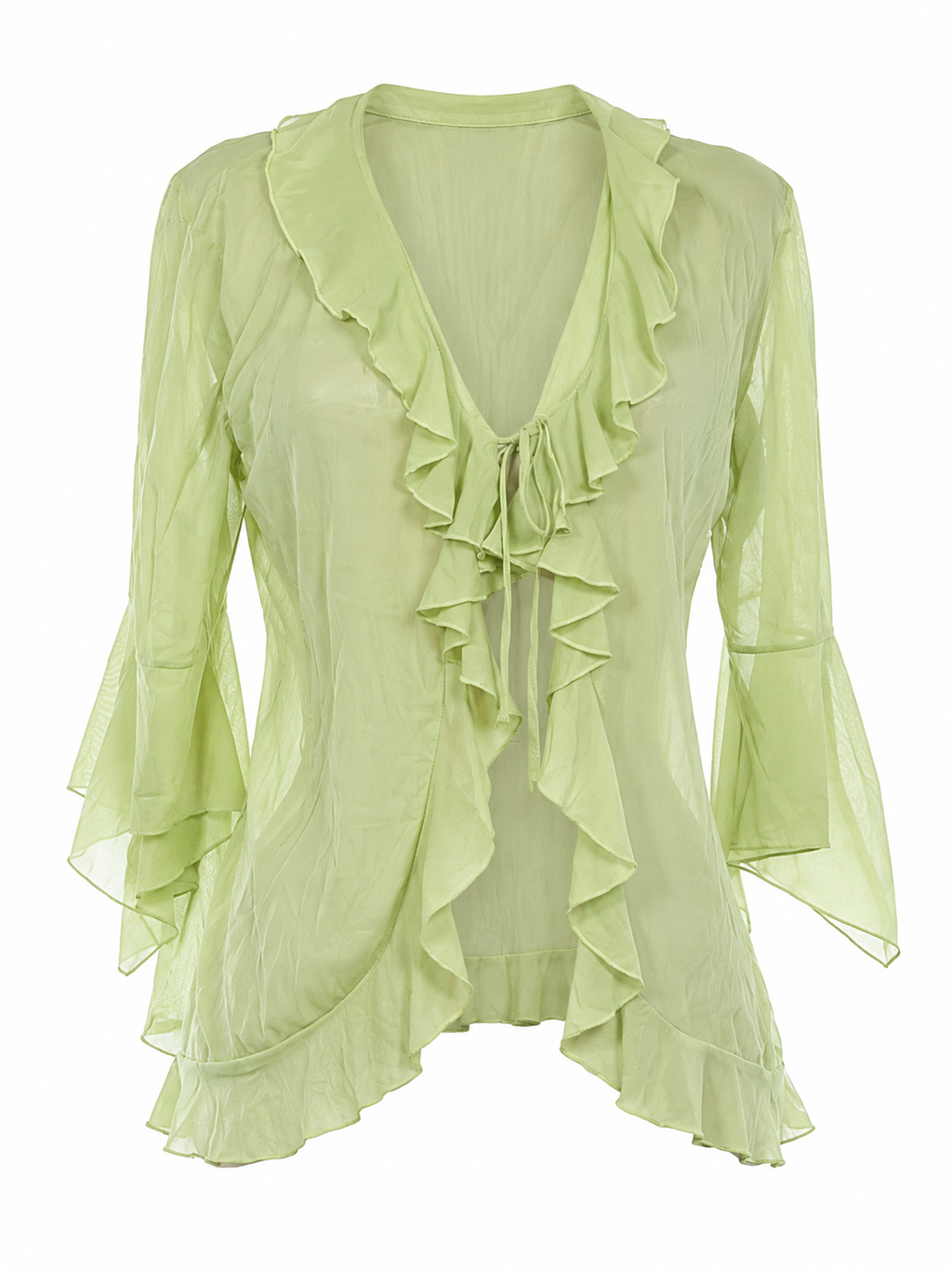 Semi sheer ruffled cardigan / blouse