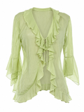 Semi sheer ruffled cardigan / blouse