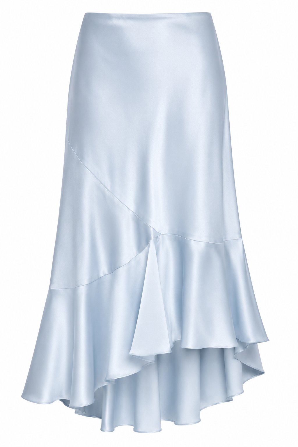 Romantic satin asymmetrical skirt
