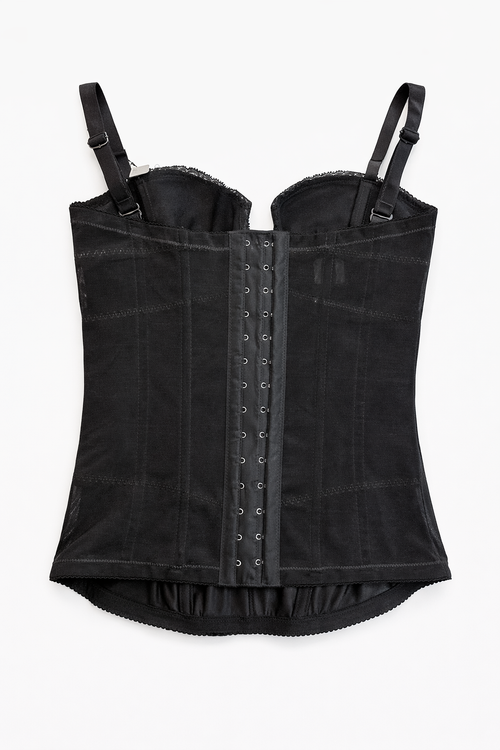 Black vintage corset with lace & satin details