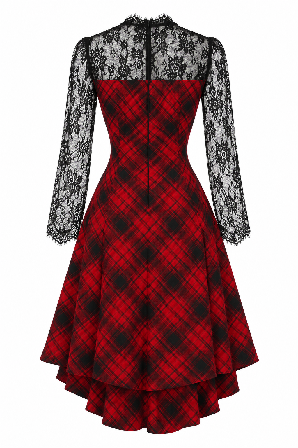 Vintage tartan dress with lace
