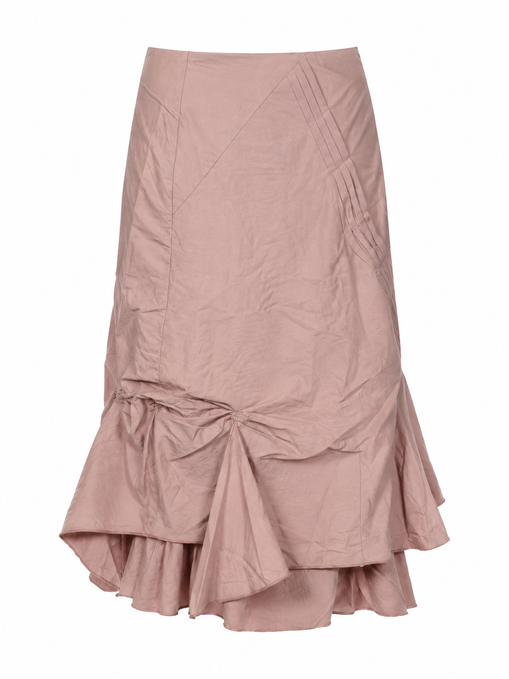 Taffeta ruched midi skirt