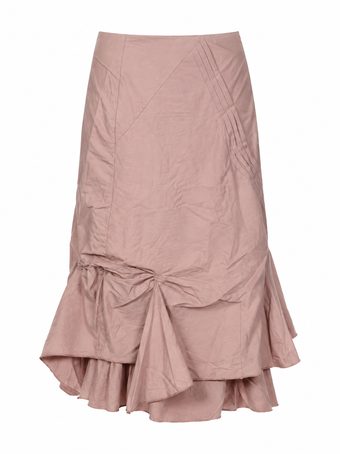 Taffeta ruched midi skirt
