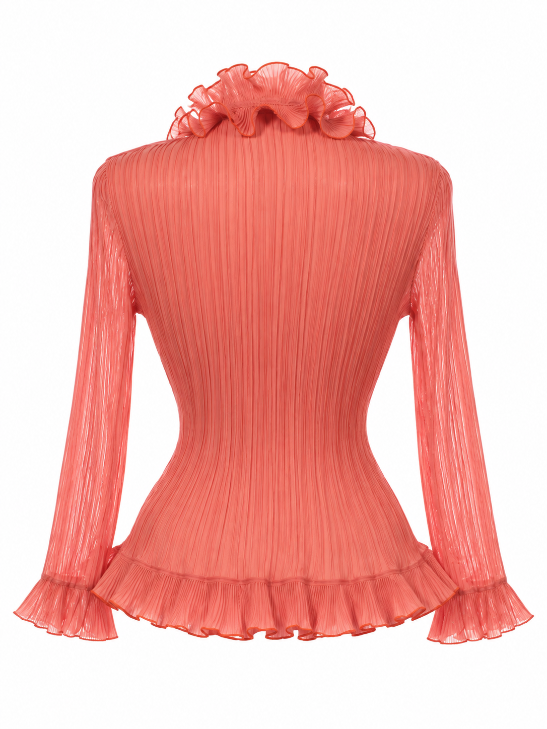 Pleated shirt with ruffles