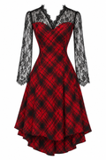 Vintage tartan dress with lace