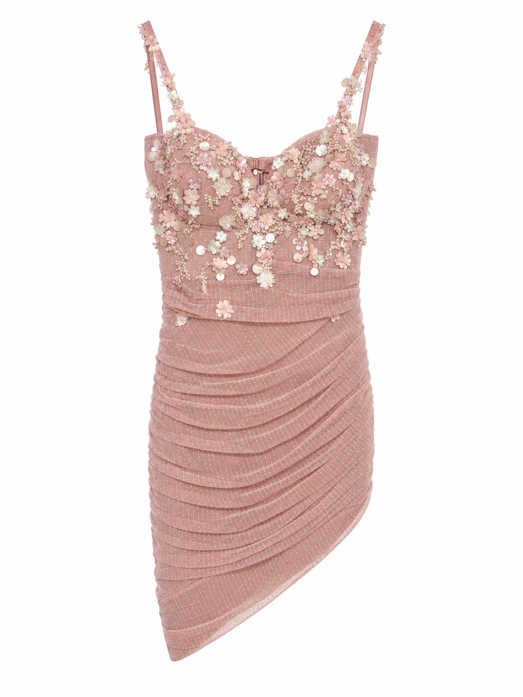 Cinema lace corset dress with heavy flower beading