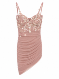 Cinema lace corset dress with heavy flower beading