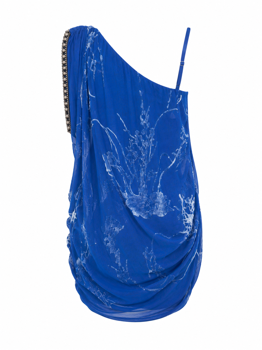 Cinema balloon one shoulder dress with rhinestones