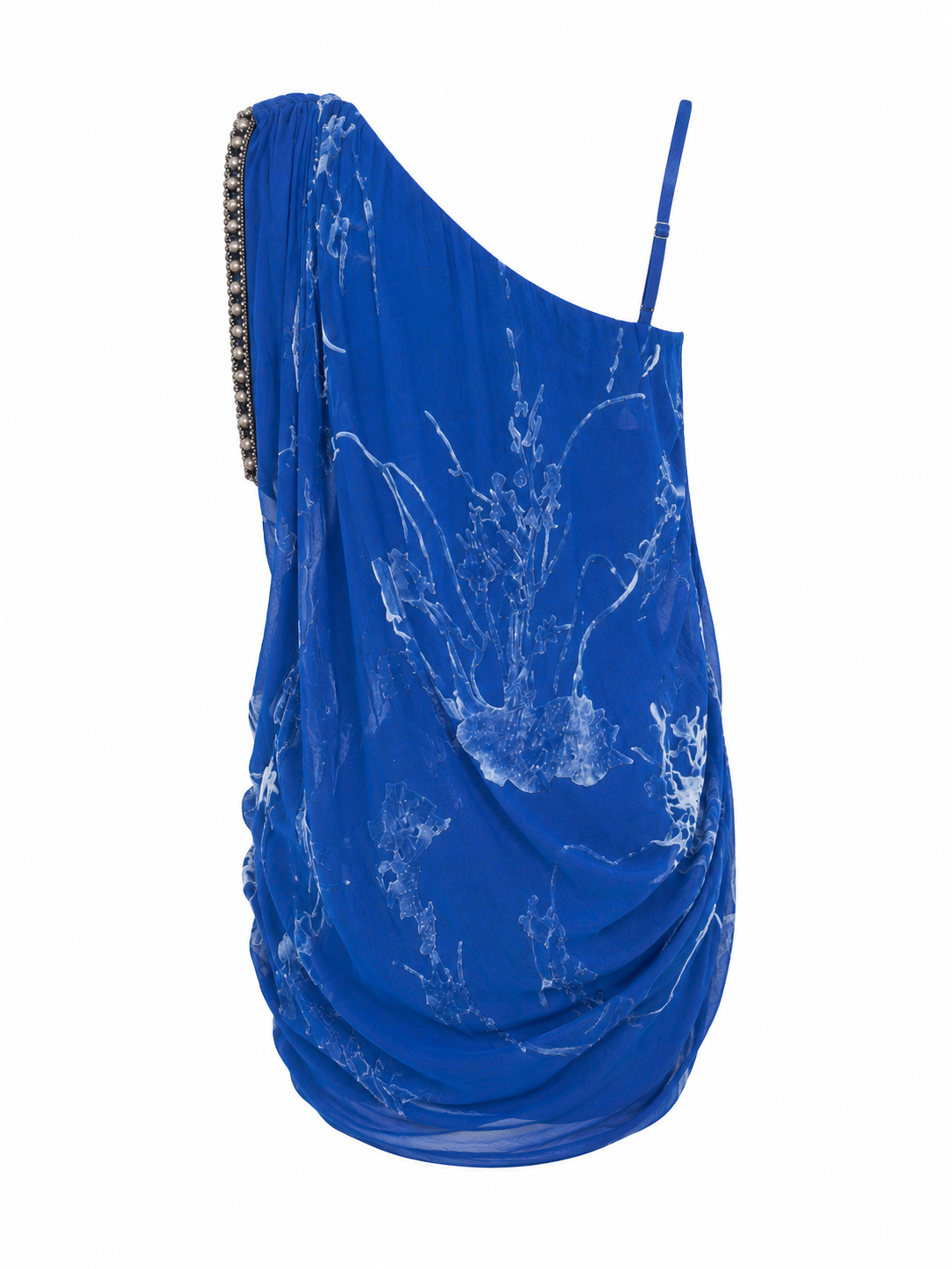 Cinema balloon one shoulder dress with rhinestones