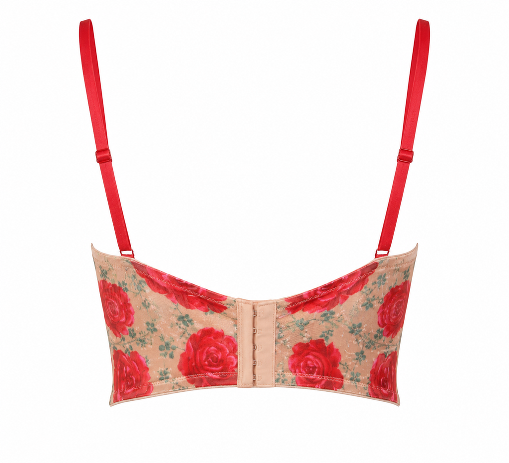 Victoria's Secret Red Embroidered Illuminating Blooms Corset Bra Top