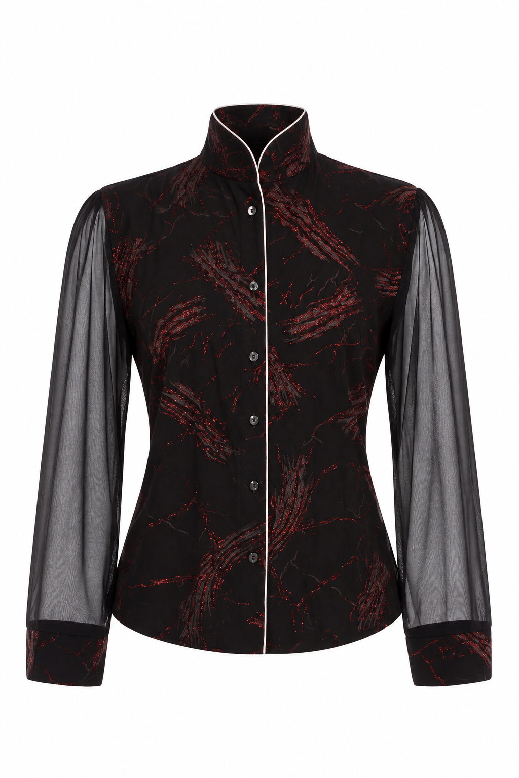 Japanese style shirt with mesh sleeves