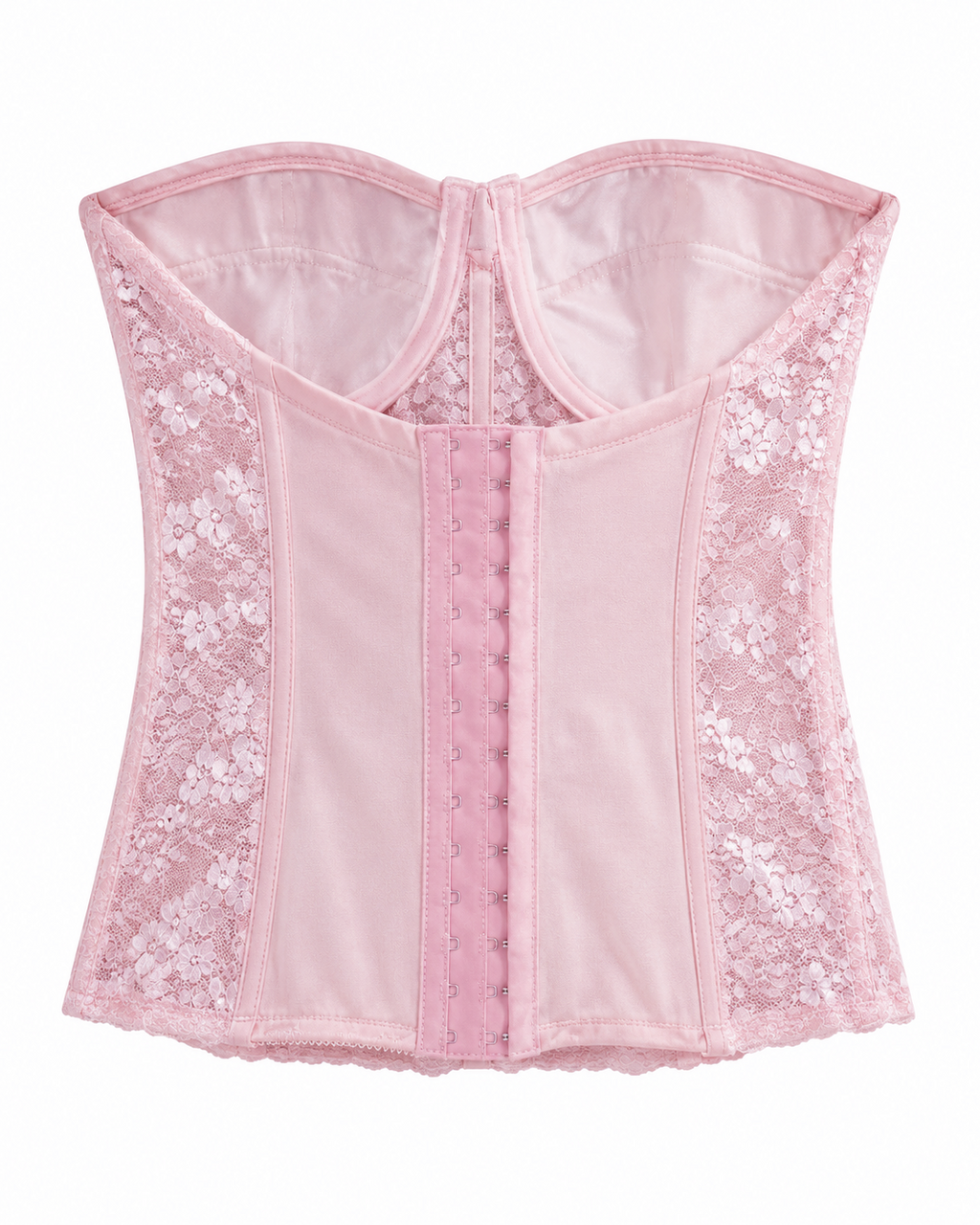 Pink lace & satin corset