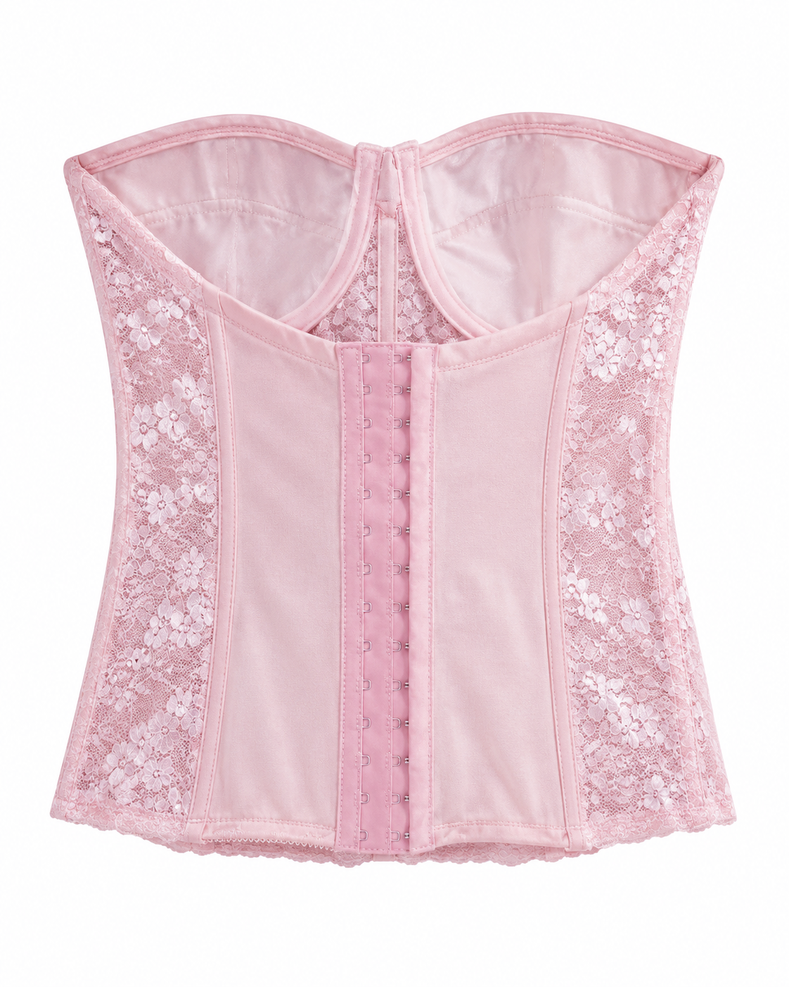 Pink lace & satin corset