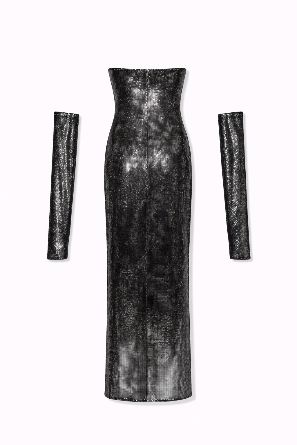 Silver sparkly dress wish removable sleeves