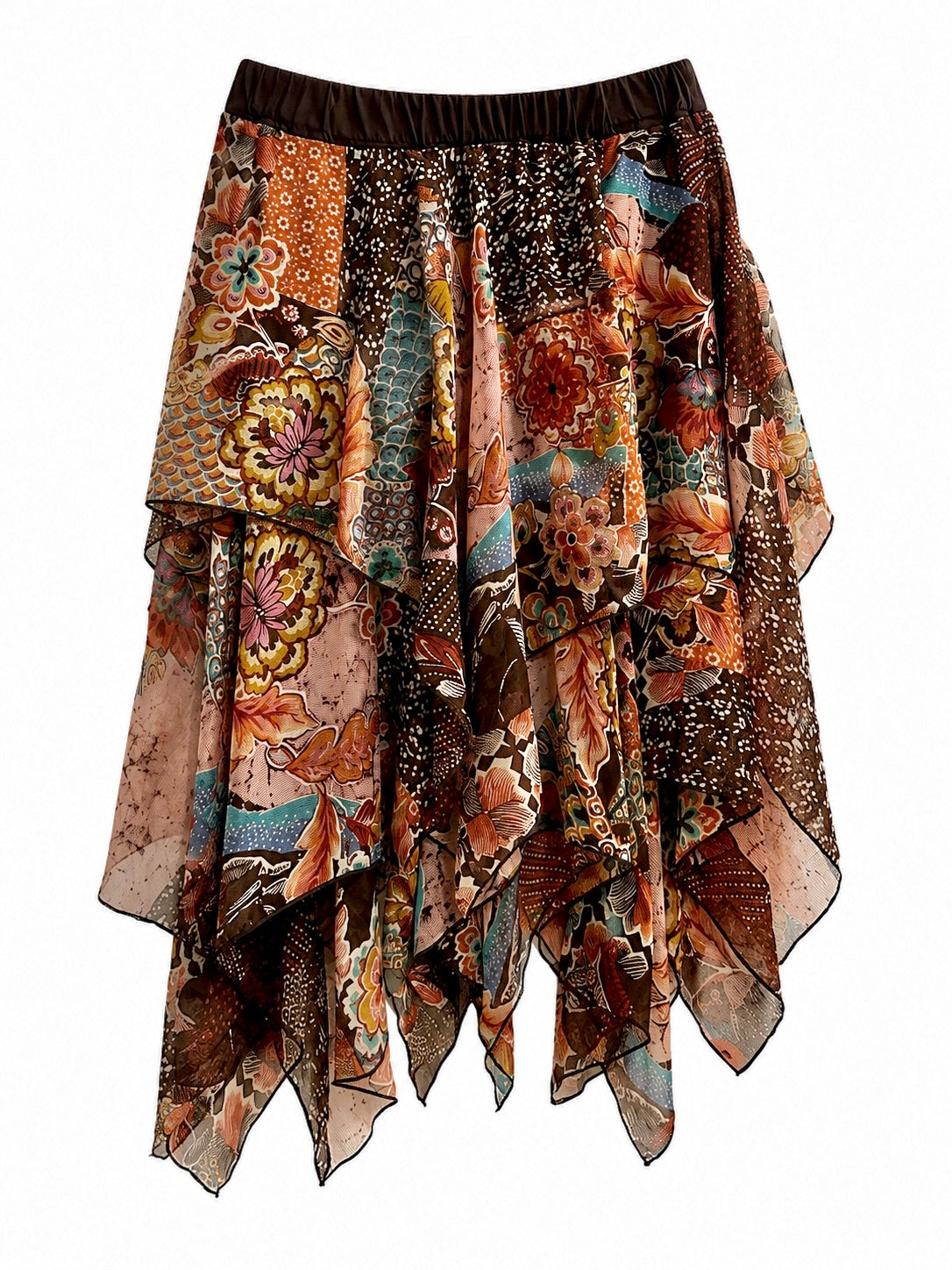 Ruffle summer multi printed skirt