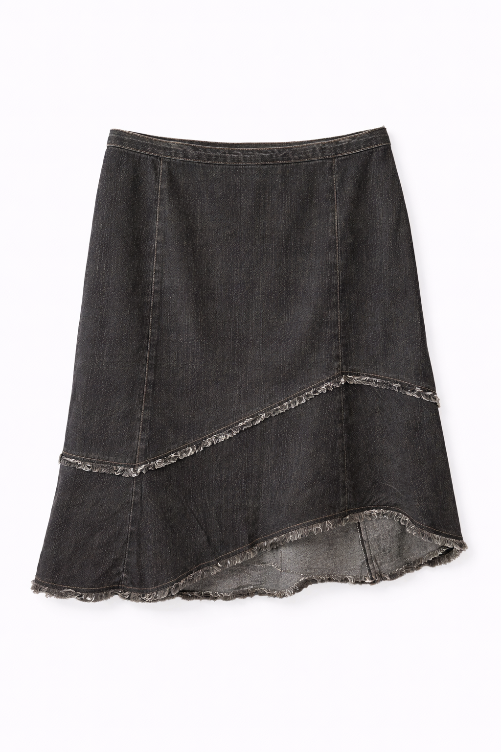 Midi asymmetrical denim skirt