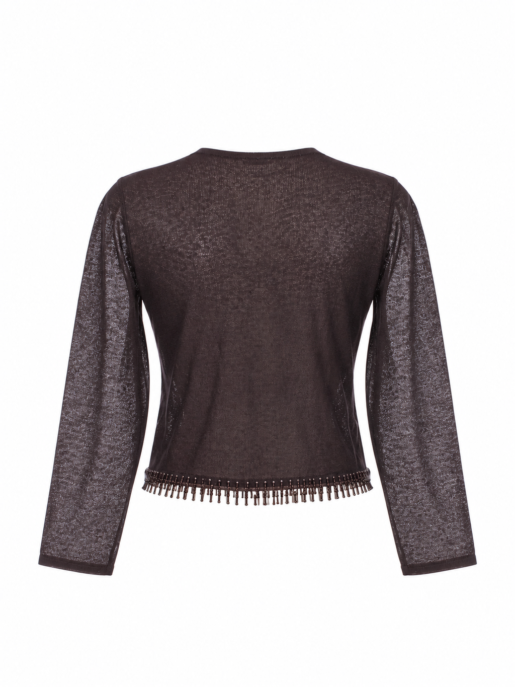 Mesh cardigan with small beaded endings