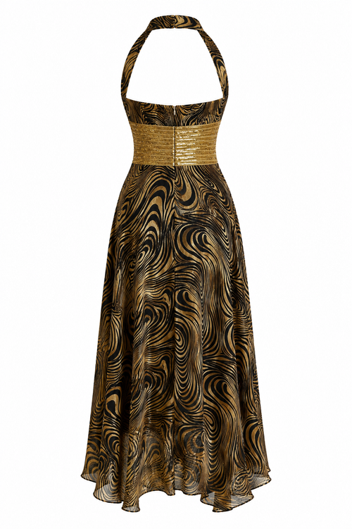 Backless halter neck dress