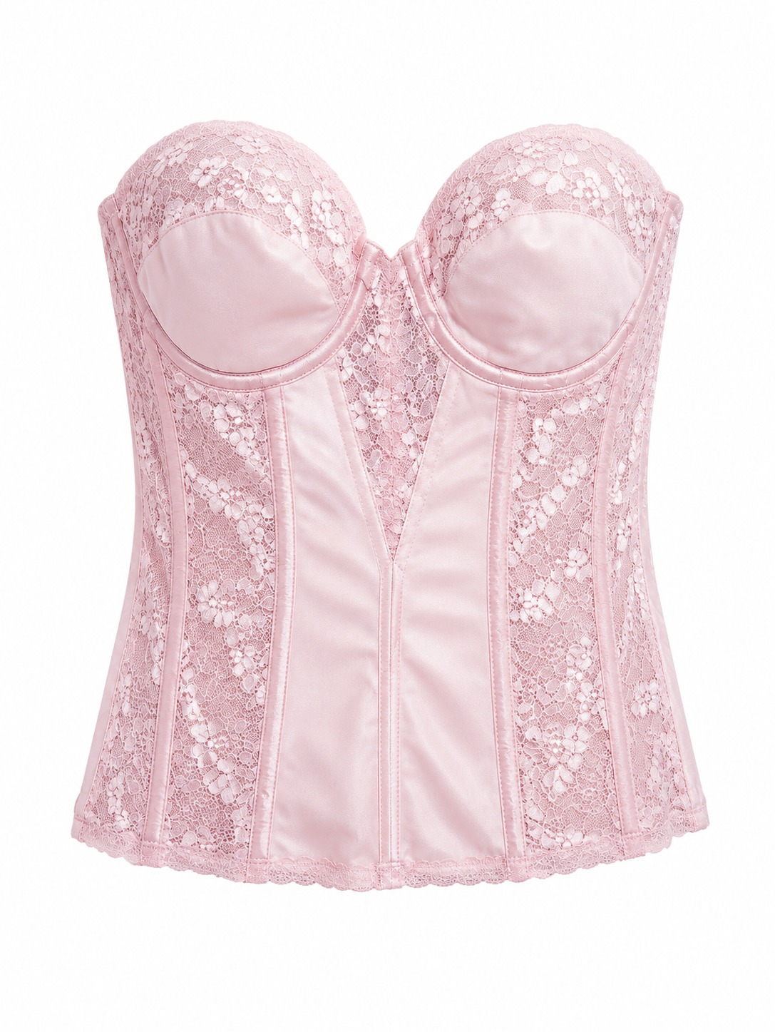 Pink lace & satin corset