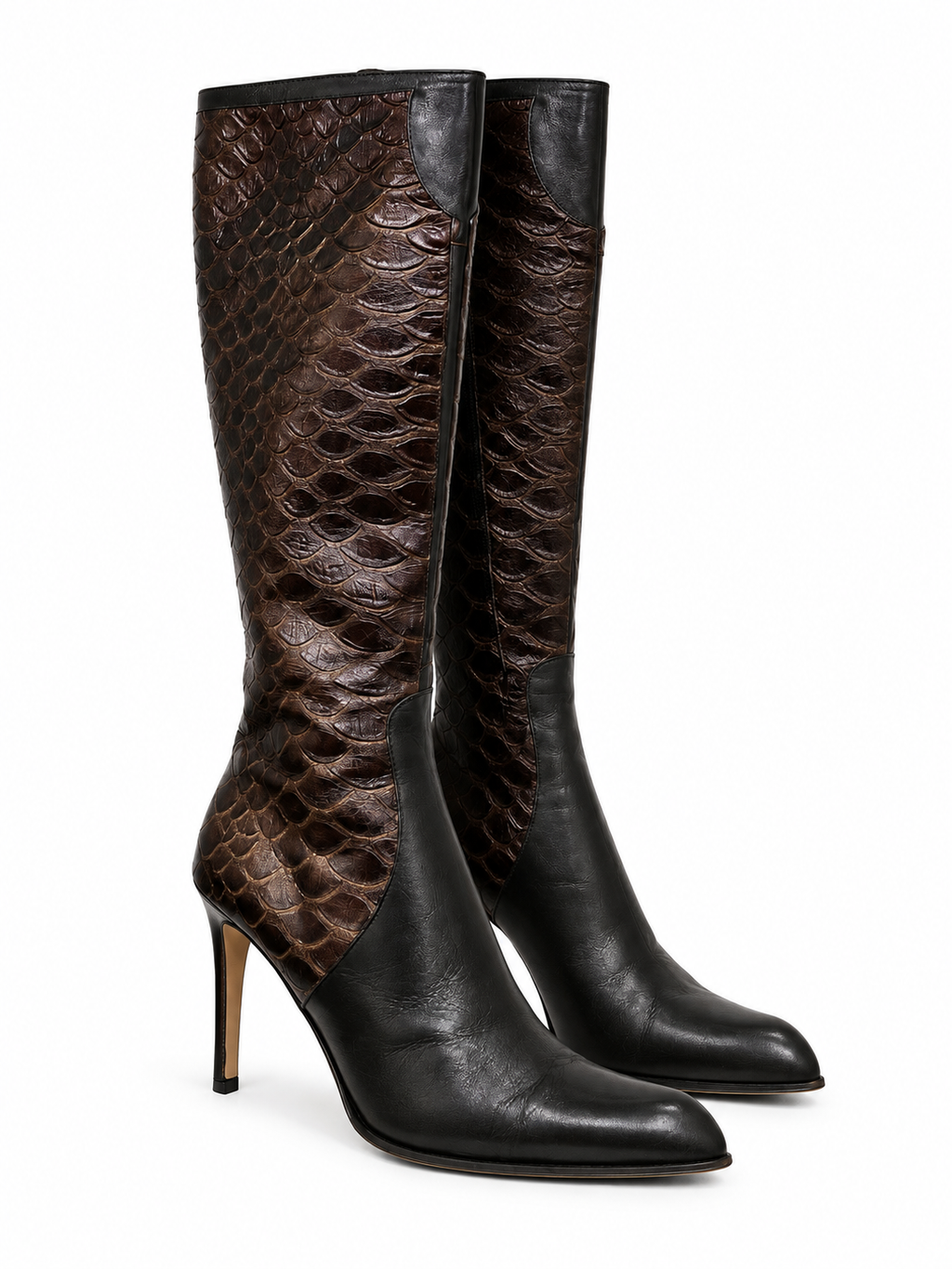 Leather croco - effect boots