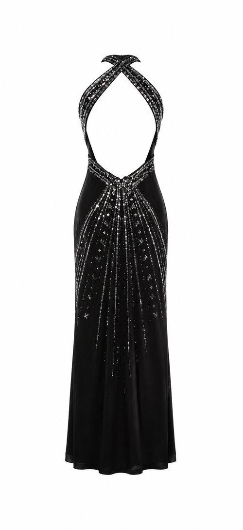 Backless beaded occasional dress
