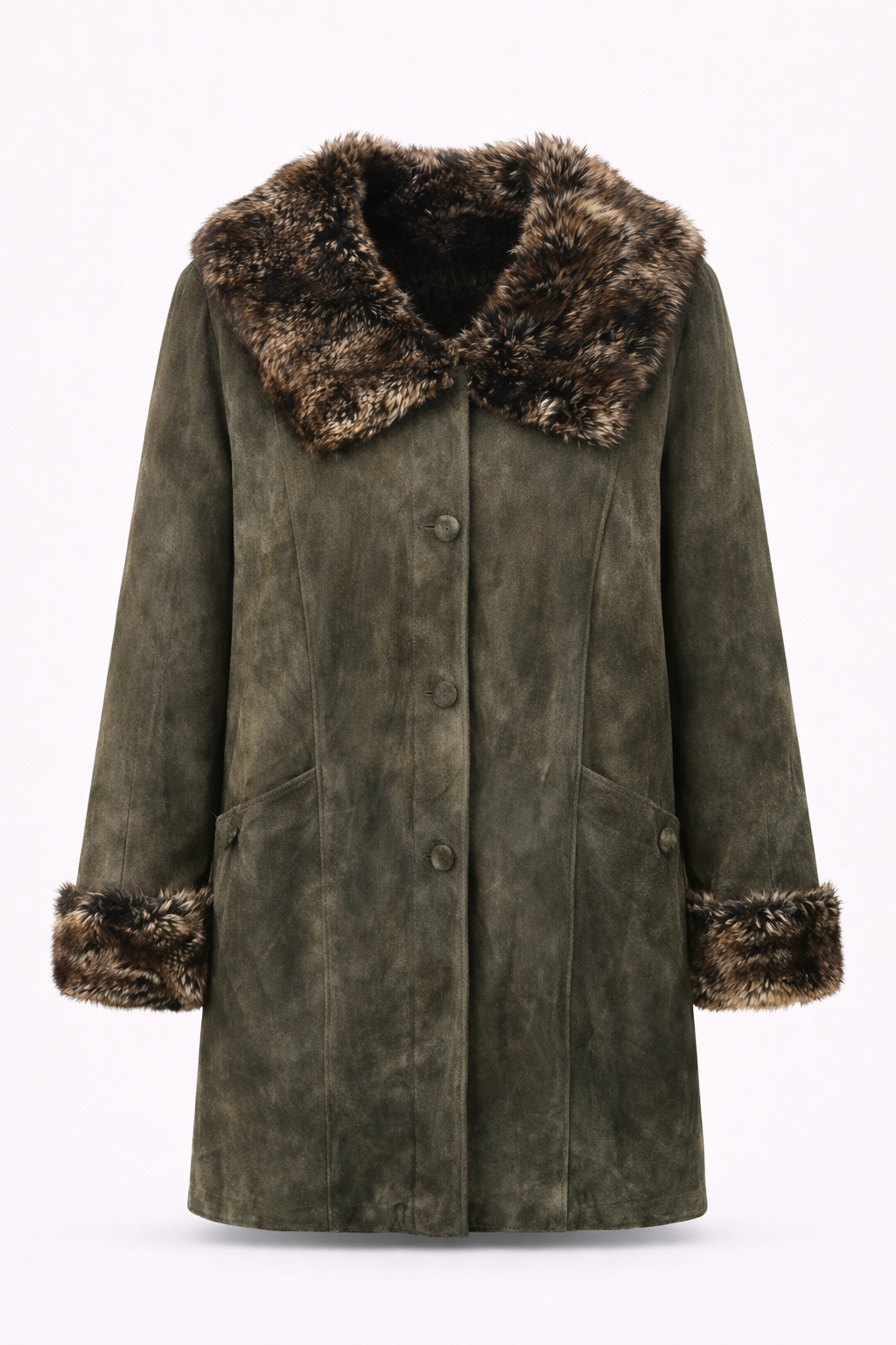 Vintage real leather & fur coat