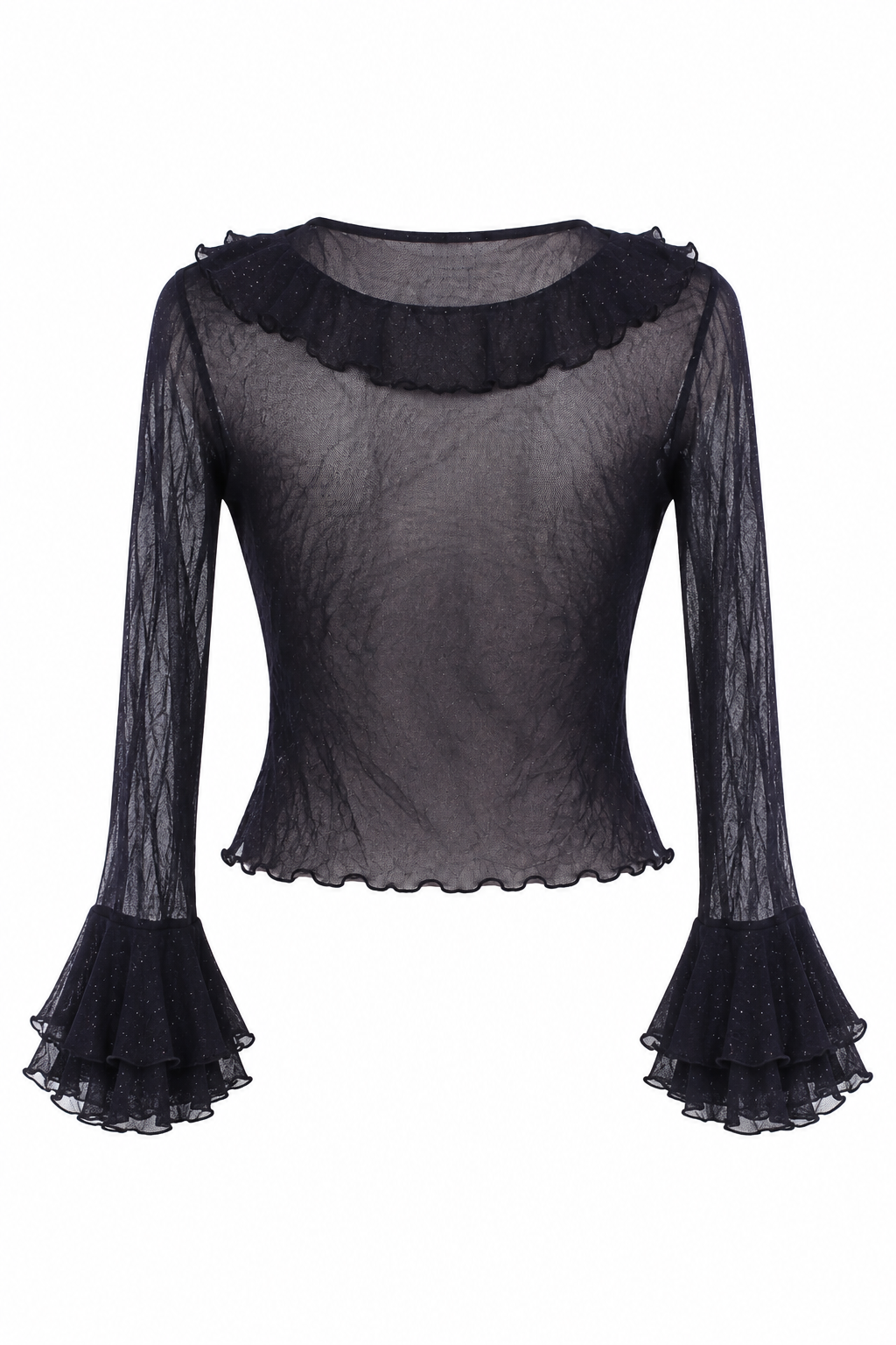 Shimmery mesh top with ruffles