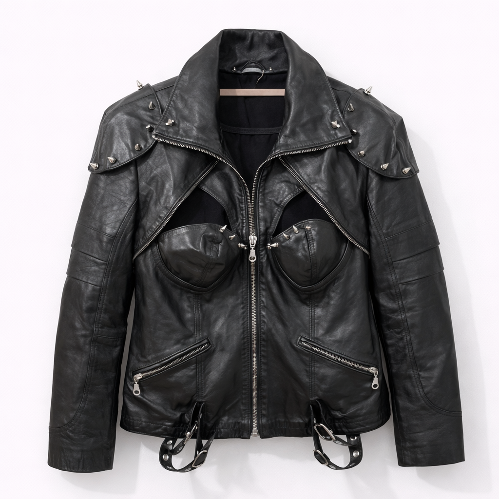 80s leather studded jacket