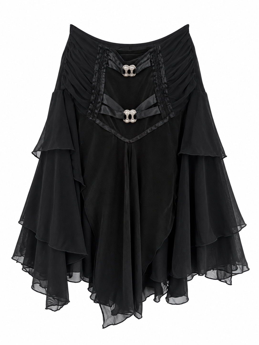 Elastic black skirt with metal details