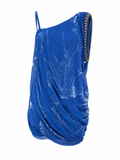 Cinema balloon one shoulder dress with rhinestones