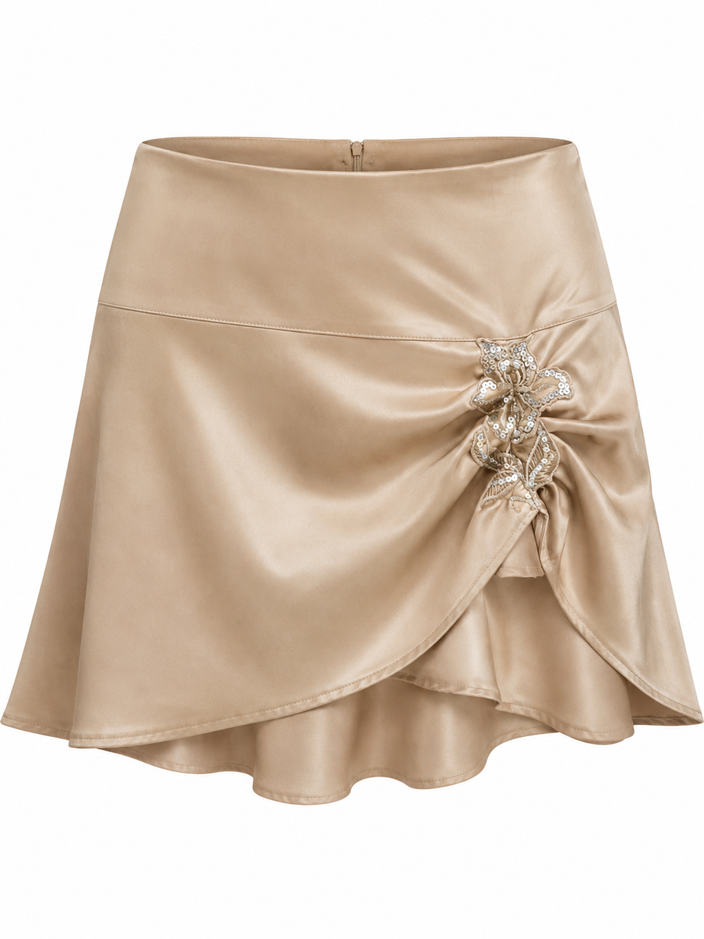 Gold satin Greek designer brand skirt