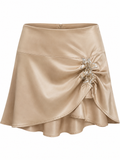 Gold satin Greek designer brand skirt