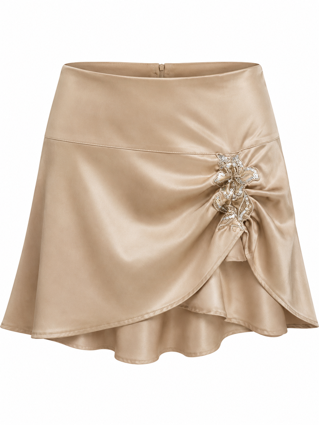 Gold satin Greek designer brand skirt