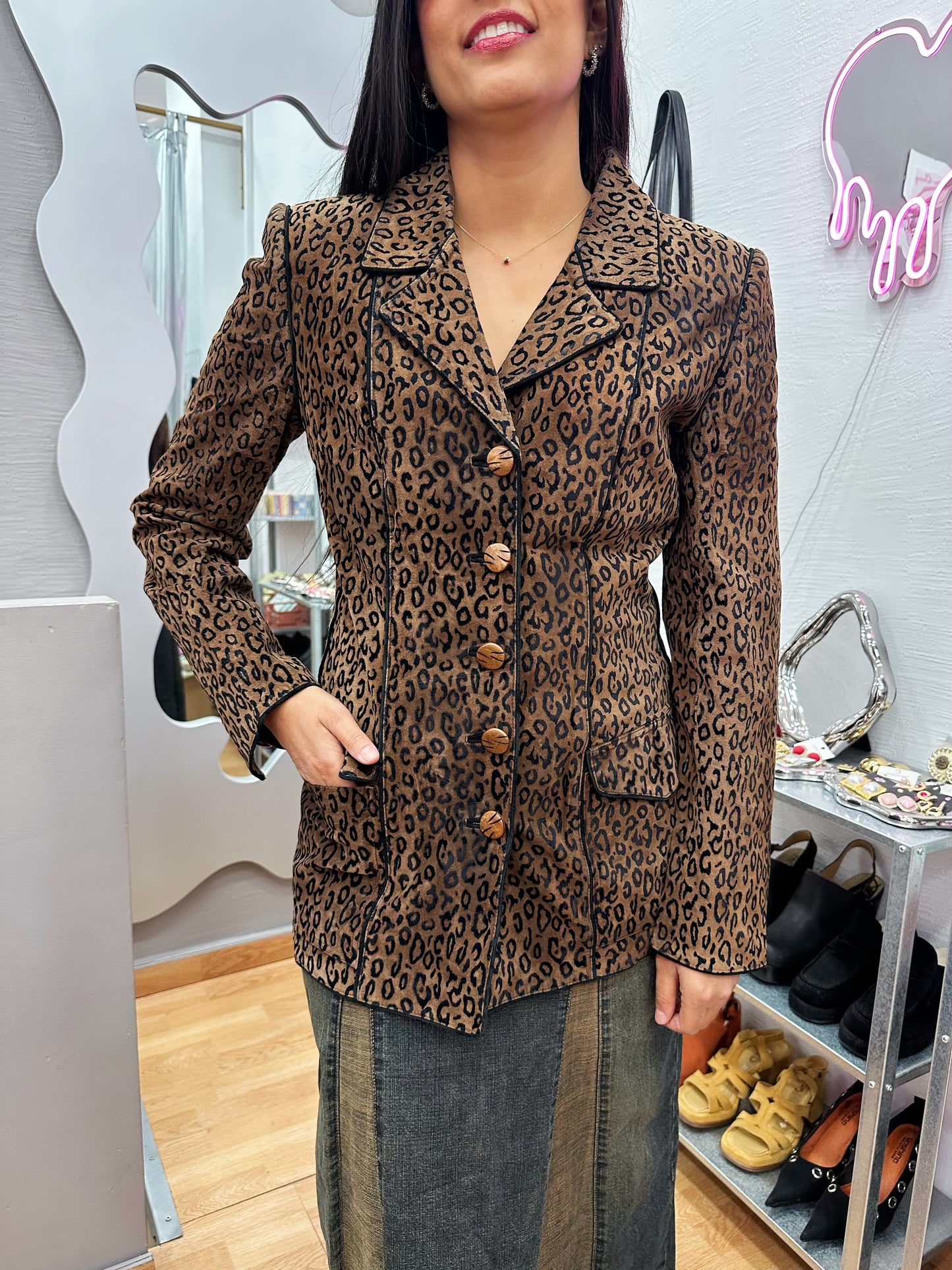 Leopard leather jacket