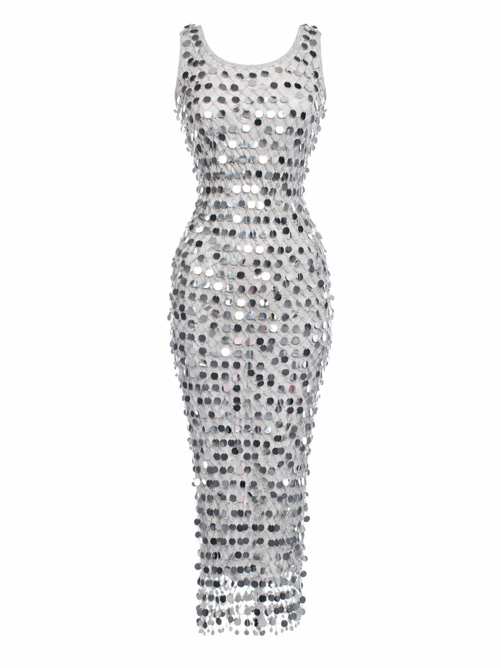 Maxi crochet silver dress