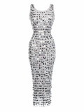 Maxi crochet silver dress