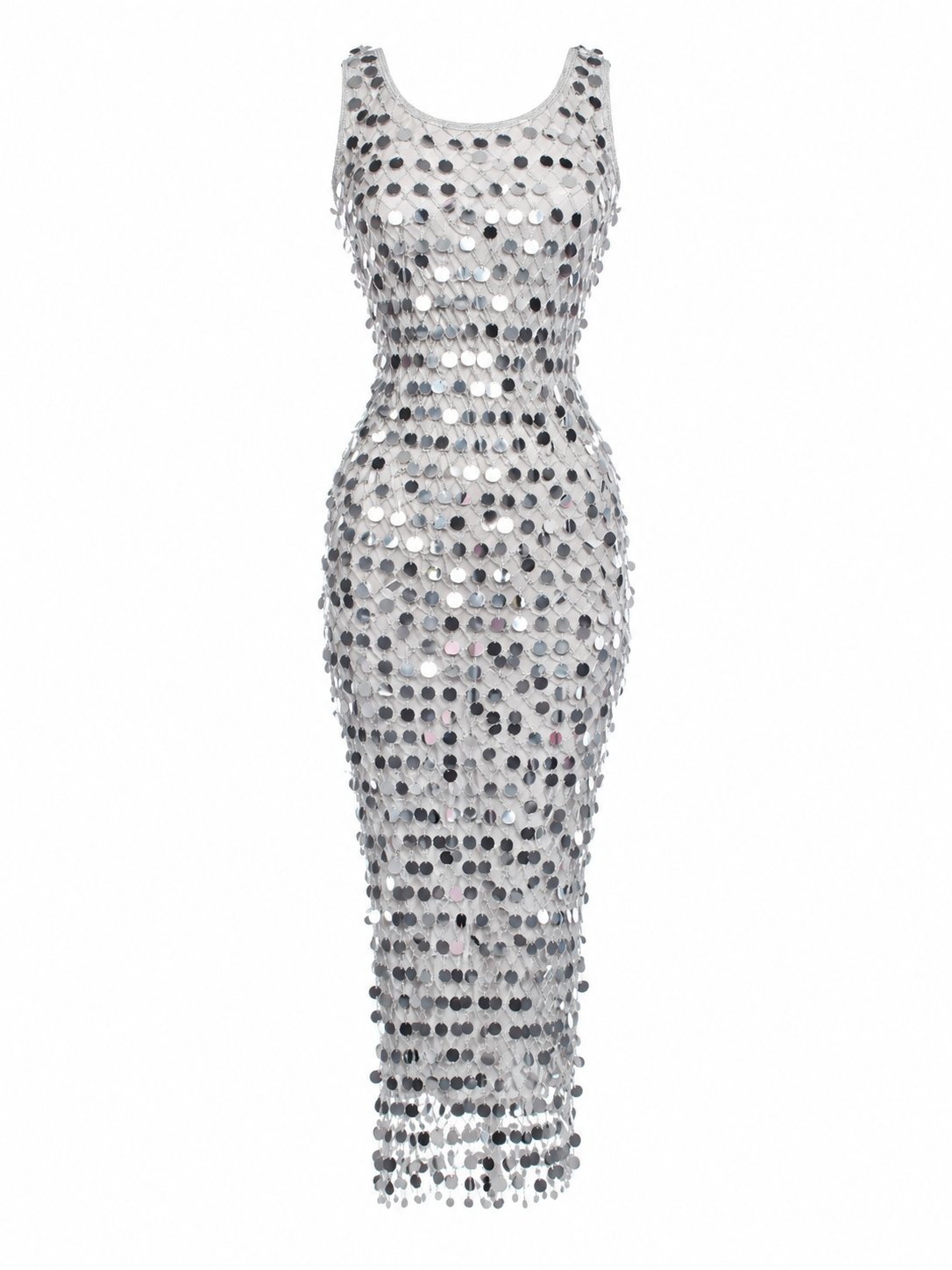 Maxi crochet silver dress