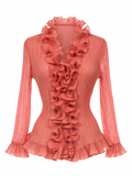 Pleated shirt with ruffles