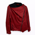 Leather hooded jacket