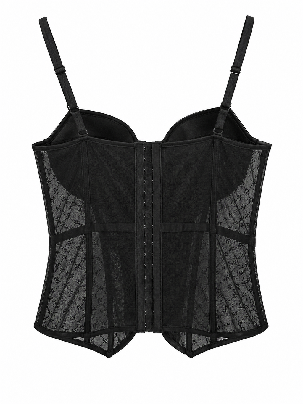 Black corset with white flowers