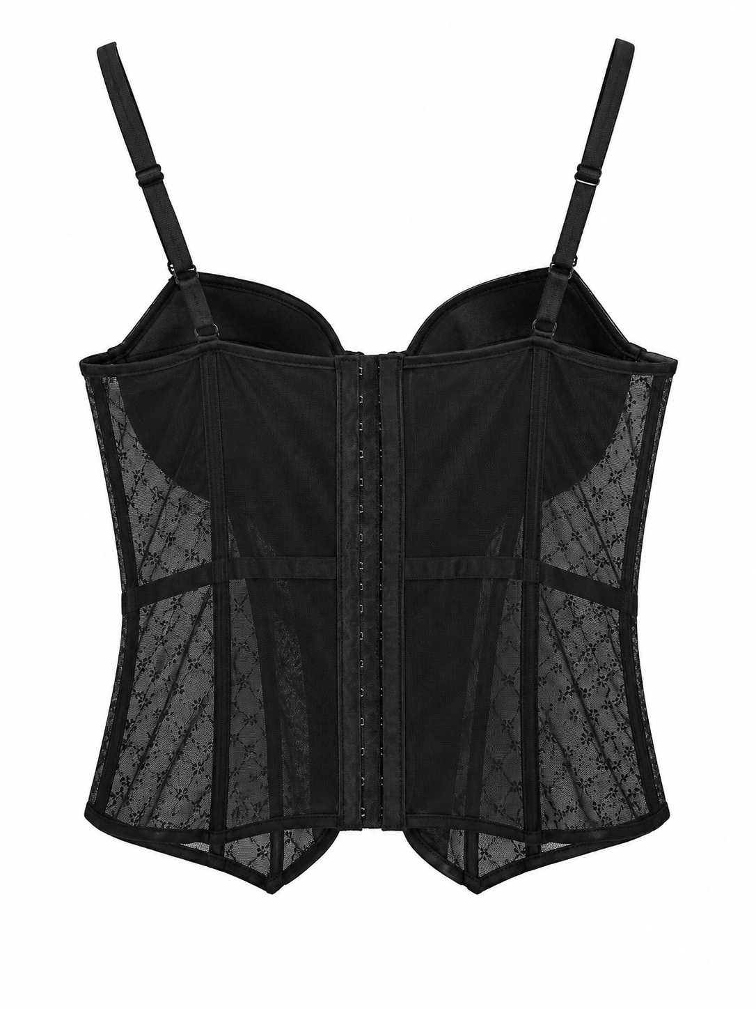 Black corset with white flowers
