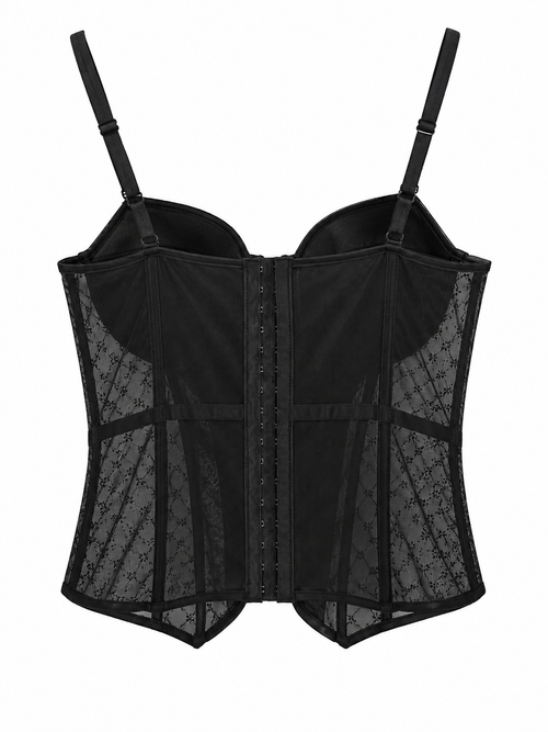 Black corset with white flowers