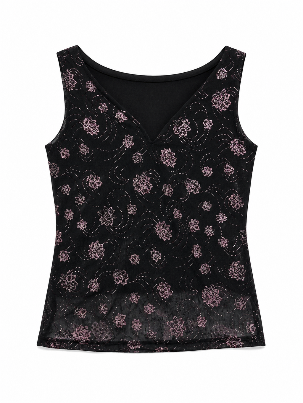Vintage top, half mesh with sparkly flowers