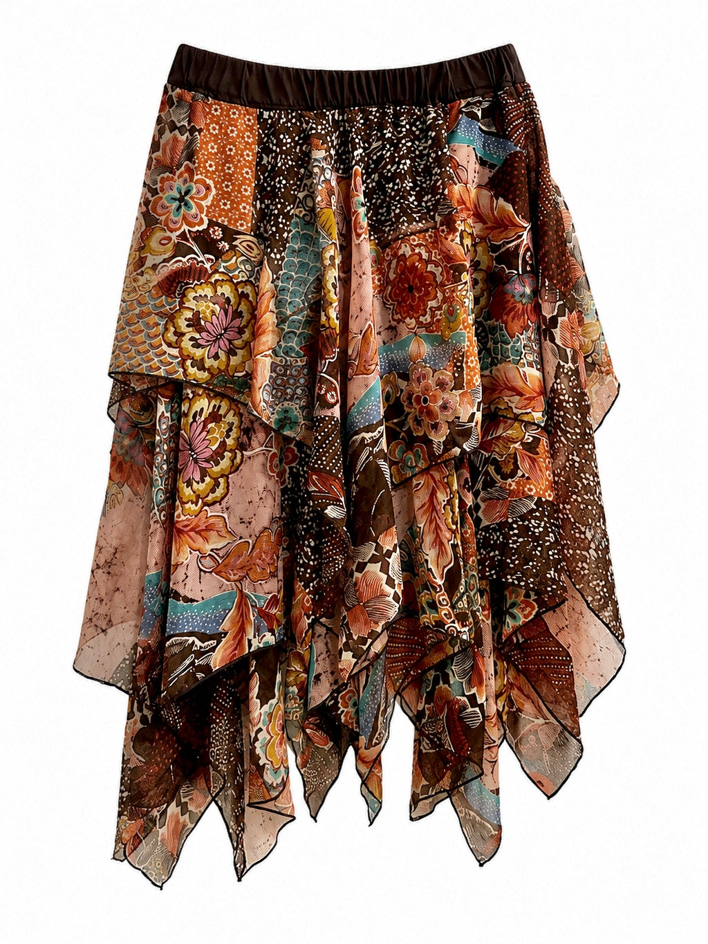 Ruffle summer multi printed skirt