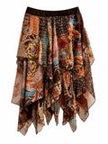 Ruffle summer multi printed skirt