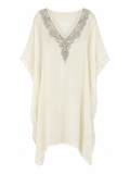 Maxi semi see through kaftan blouse with sequins