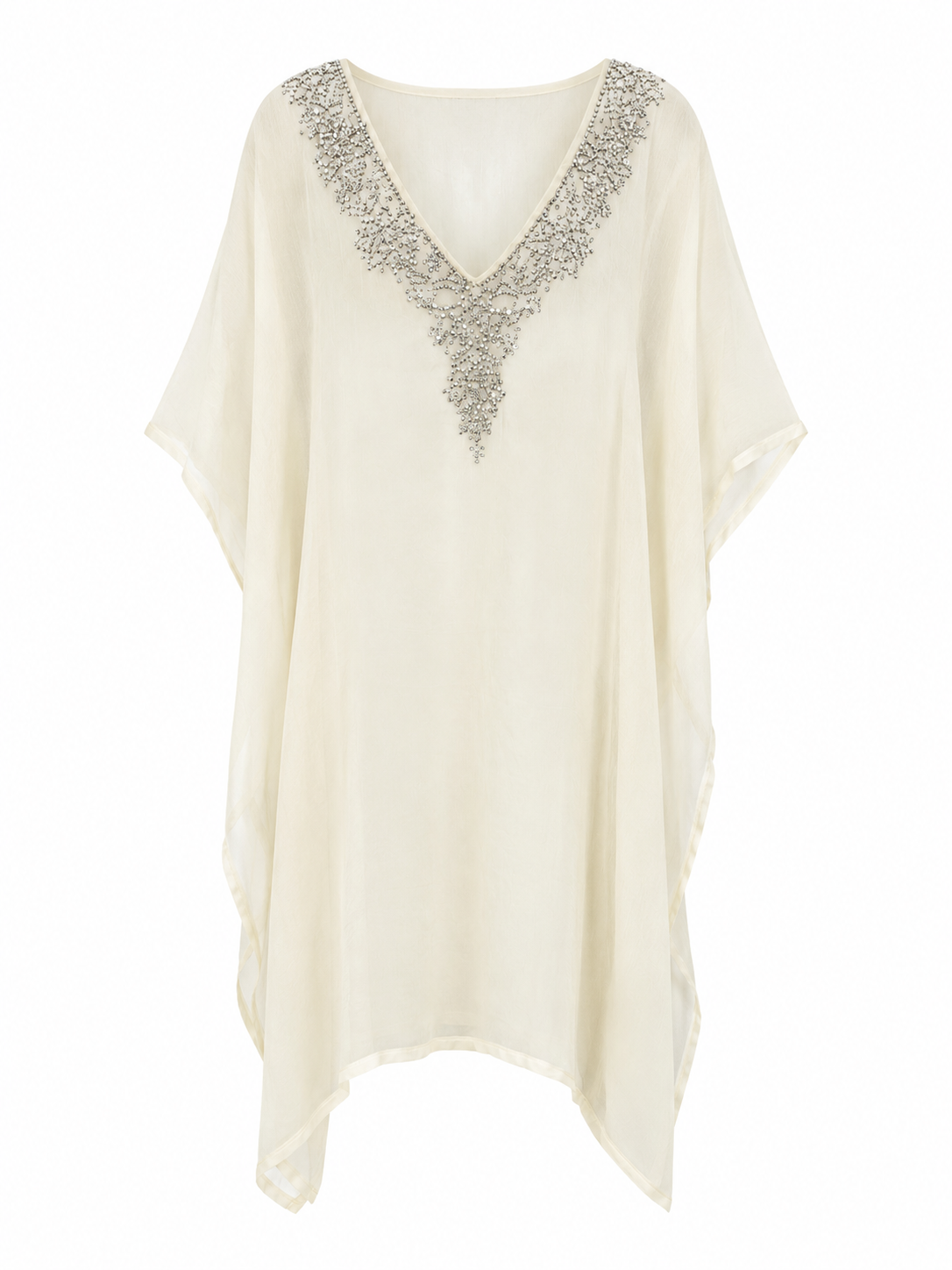Maxi semi see through kaftan blouse with sequins