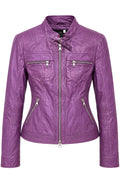 Lilac real leather jacket