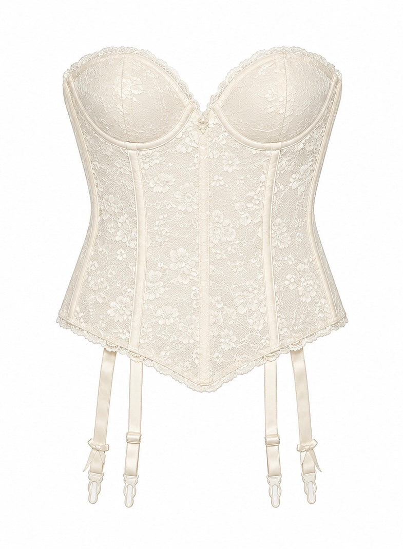 Vintage creamy white lace corset