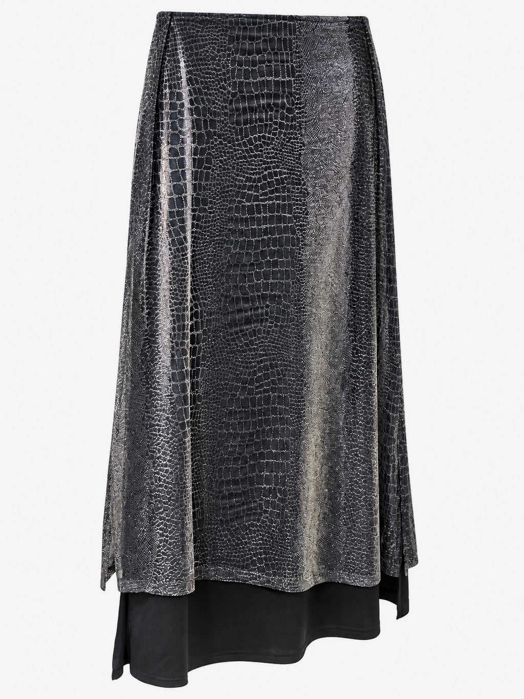 Metallic asymmetrical skirt